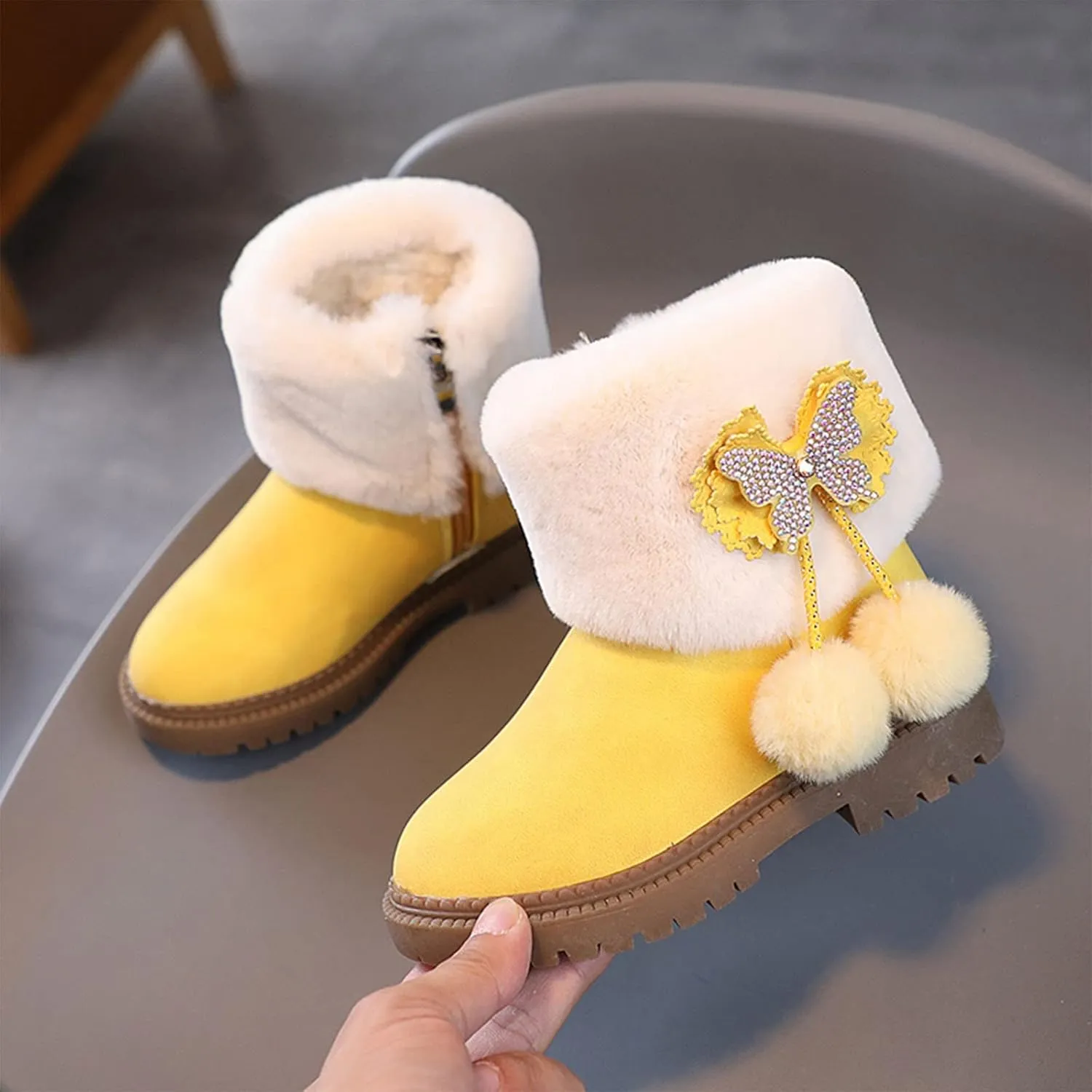 Girls Boots Size 3 Fashion Autumn And Winter Girls Snow Boots Thick Bottom Non Slip Warm Solid Color Boots Girls