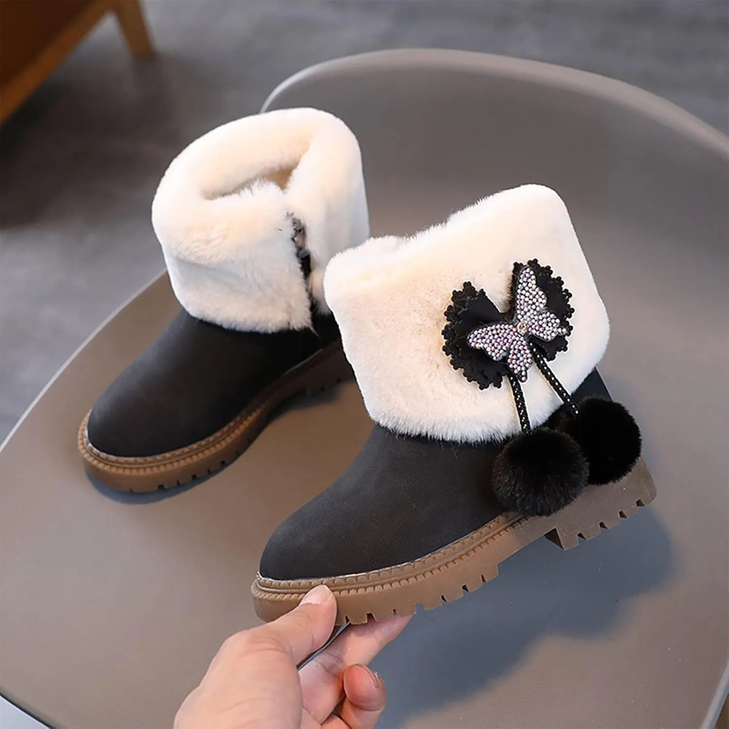 Girls Boots Size 3 Fashion Autumn And Winter Girls Snow Boots Thick Bottom Non Slip Warm Solid Color Boots Girls