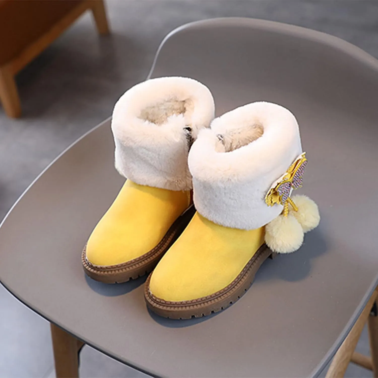 Girls Boots Size 3 Fashion Autumn And Winter Girls Snow Boots Thick Bottom Non Slip Warm Solid Color Boots Girls
