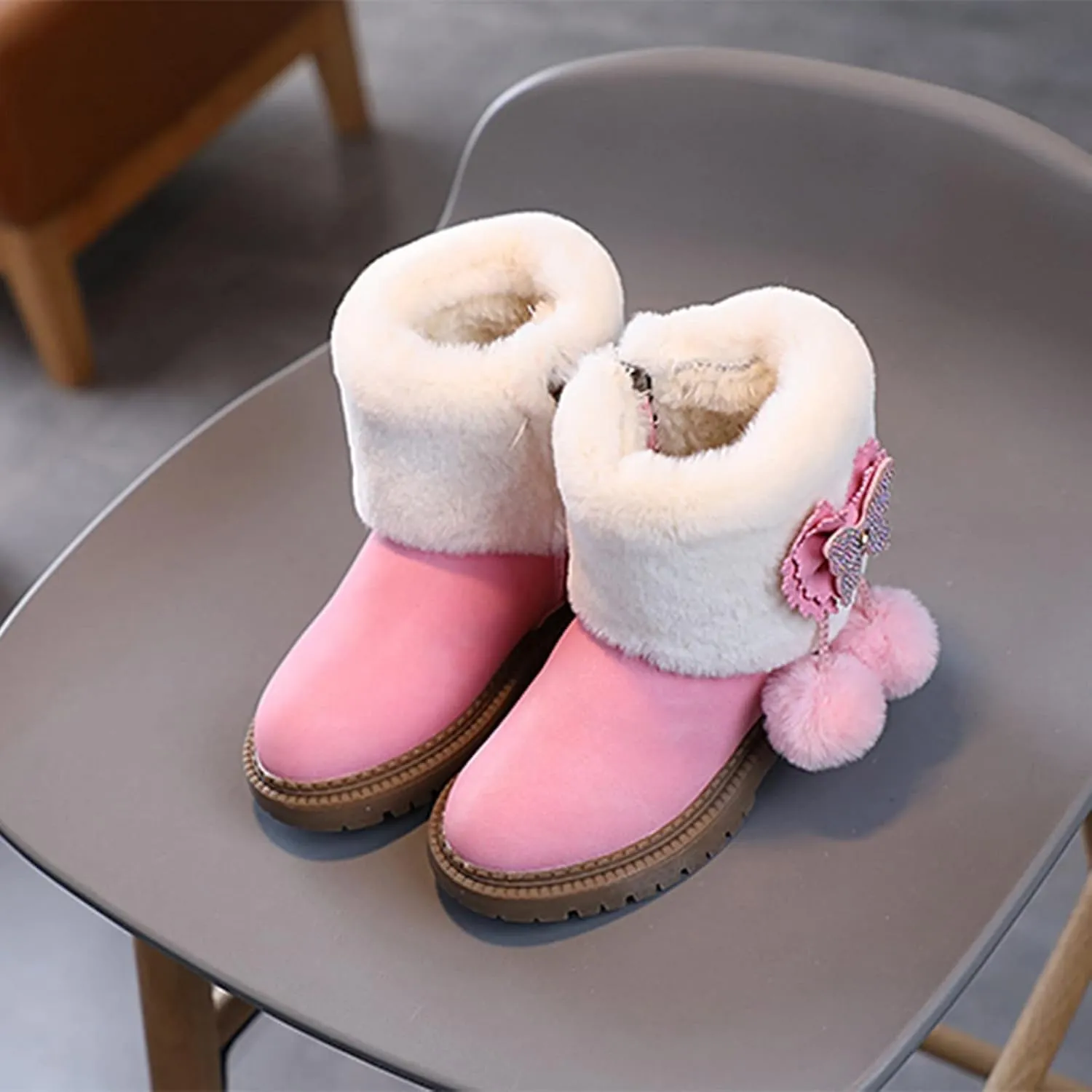 Girls Boots Size 3 Fashion Autumn And Winter Girls Snow Boots Thick Bottom Non Slip Warm Solid Color Boots Girls