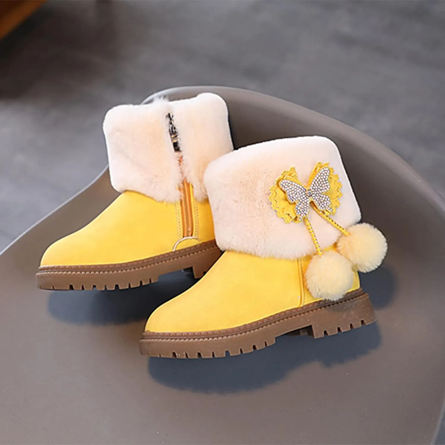 Girls Boots Size 3 Fashion Autumn And Winter Girls Snow Boots Thick Bottom Non Slip Warm Solid Color Boots Girls