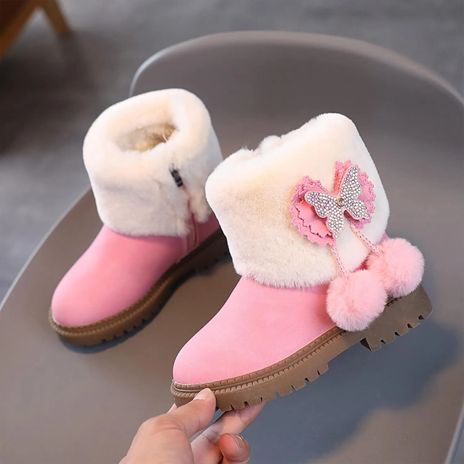 Girls Boots Size 3 Fashion Autumn And Winter Girls Snow Boots Thick Bottom Non Slip Warm Solid Color Boots Girls