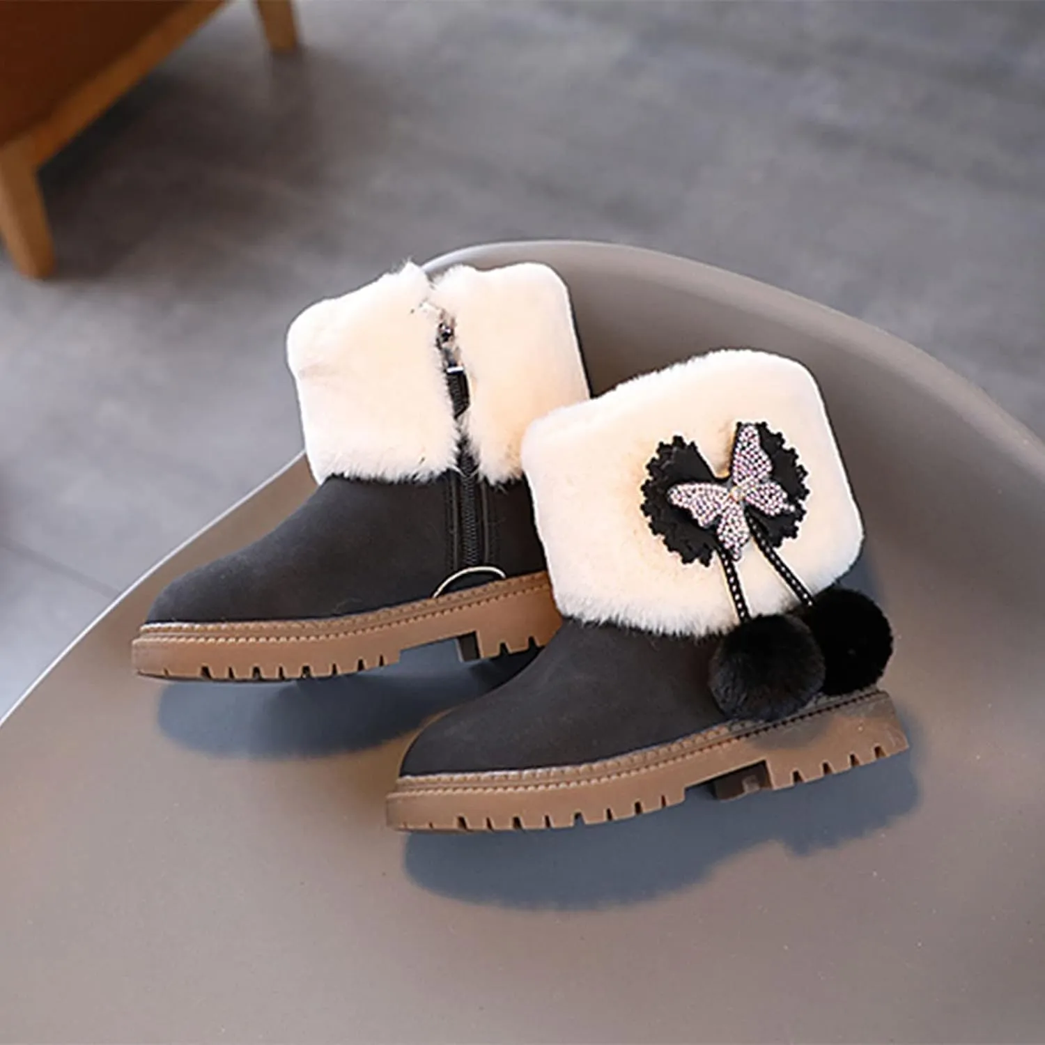 Girls Boots Size 3 Fashion Autumn And Winter Girls Snow Boots Thick Bottom Non Slip Warm Solid Color Boots Girls