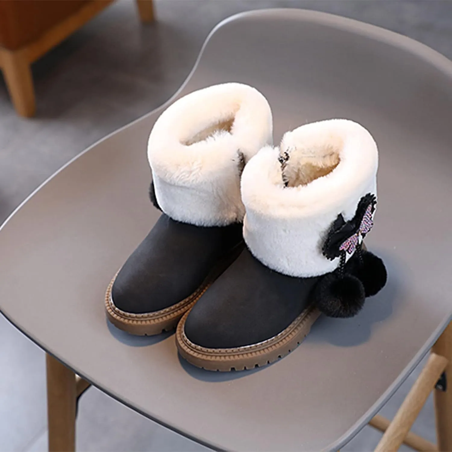 Girls Boots Size 3 Fashion Autumn And Winter Girls Snow Boots Thick Bottom Non Slip Warm Solid Color Boots Girls