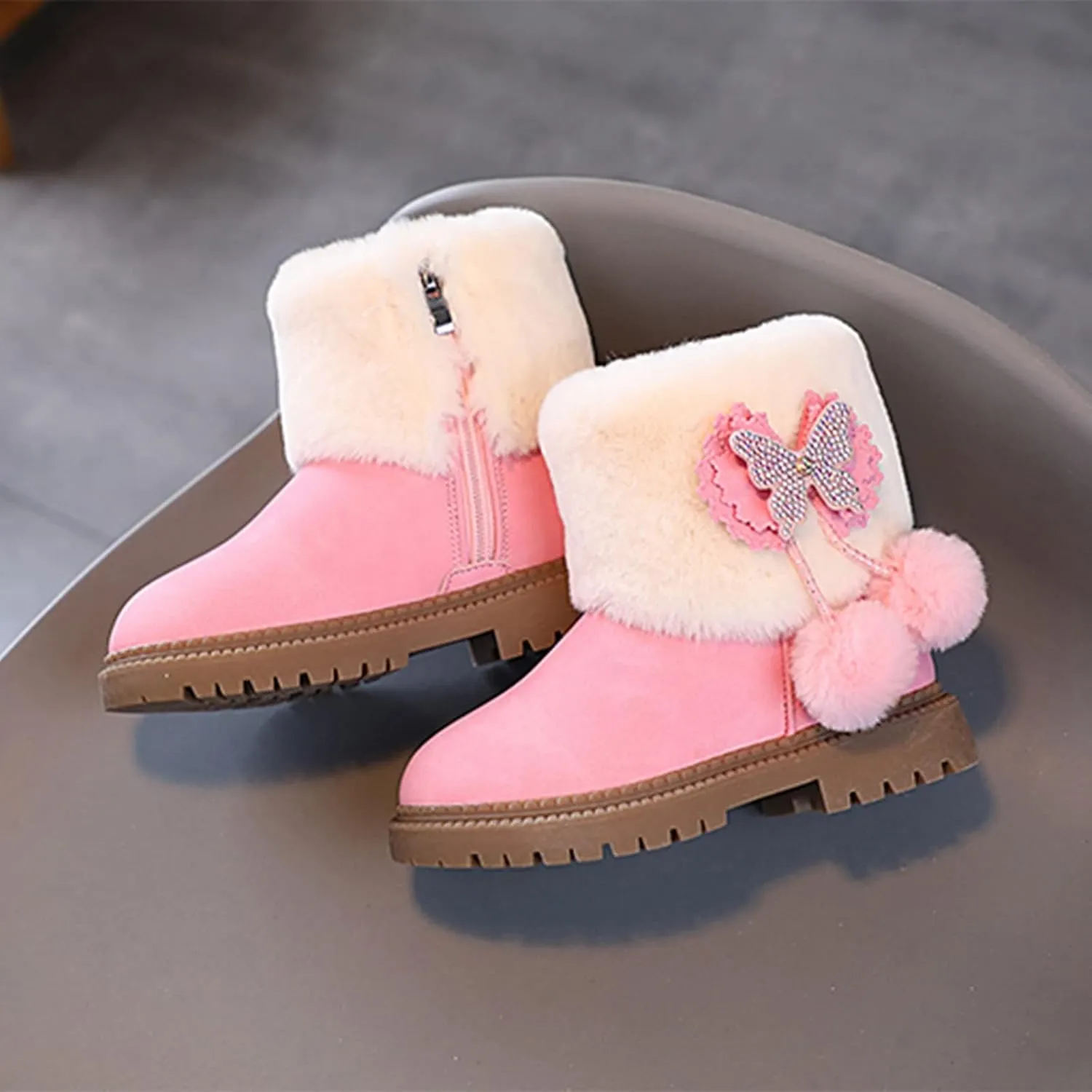Girls Boots Size 3 Fashion Autumn And Winter Girls Snow Boots Thick Bottom Non Slip Warm Solid Color Boots Girls