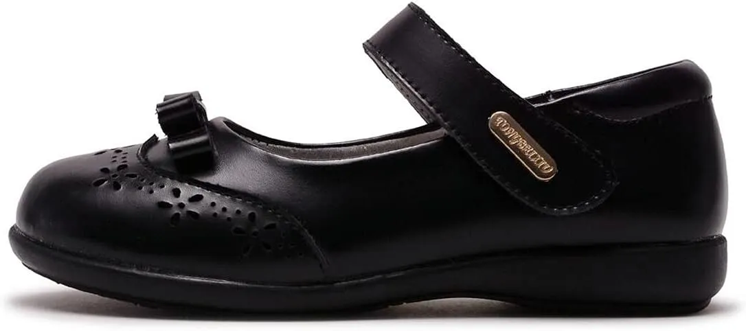 Girl's Mary Jane Flats Black School Uniform Oxfords Strap Princess Dress Shoes with Bow