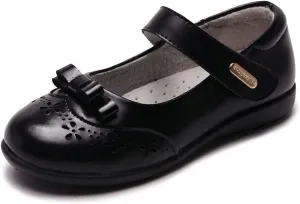 Girl's Mary Jane Flats Black School Uniform Oxfords Strap Princess Dress Shoes with Bow