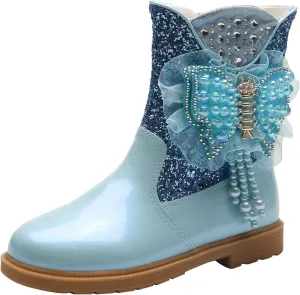 Girls Raincoat and Matching Rain Boots Girls Boots Autumn and Winter Bowknot Cute Children Boots Riding Shoes for Kids