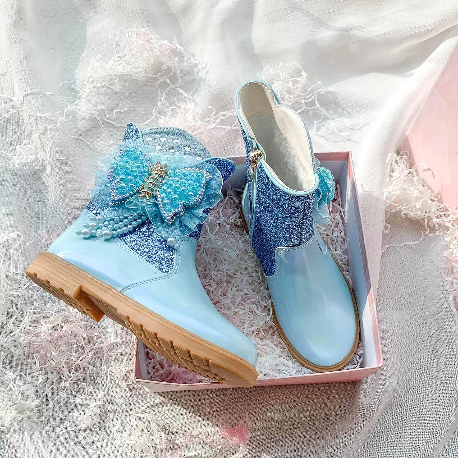 Girls Raincoat and Matching Rain Boots Girls Boots Autumn and Winter Bowknot Cute Children Boots Riding Shoes for Kids
