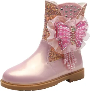 Girls Raincoat and Matching Rain Boots Girls Boots Autumn and Winter Bowknot Cute Children Boots Riding Shoes for Kids