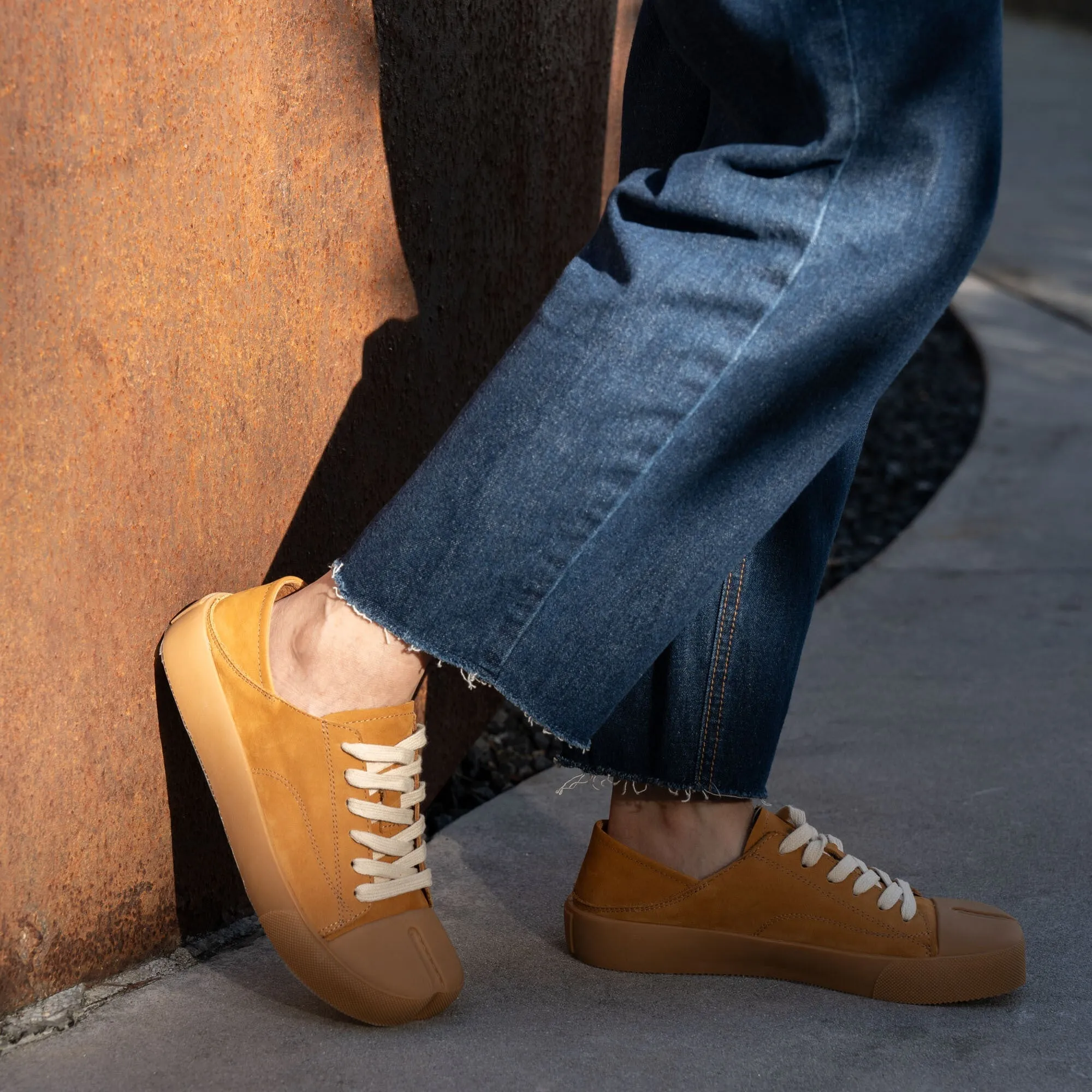 Handmade Nubuck Leather Oxfords & Tie Flats For Women Brown/Khaki/Yellow/Cameo Brown