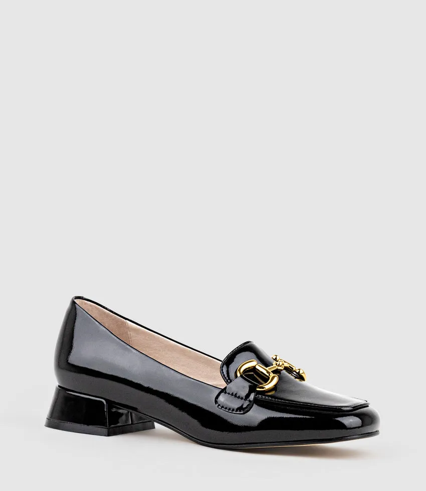 HARLEE30 Moccasin with Trim in Black Patent