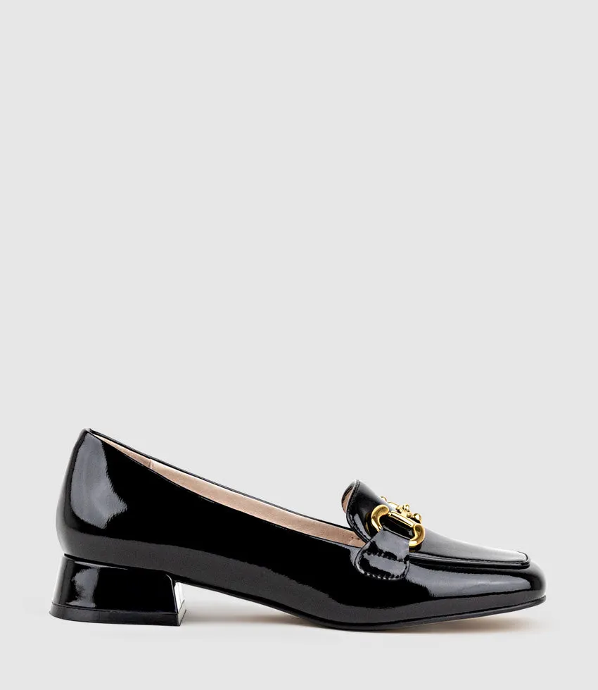 HARLEE30 Moccasin with Trim in Black Patent
