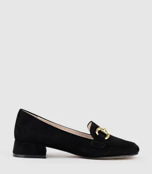 HARLEE30 Moccasin with Trim in Black Suede
