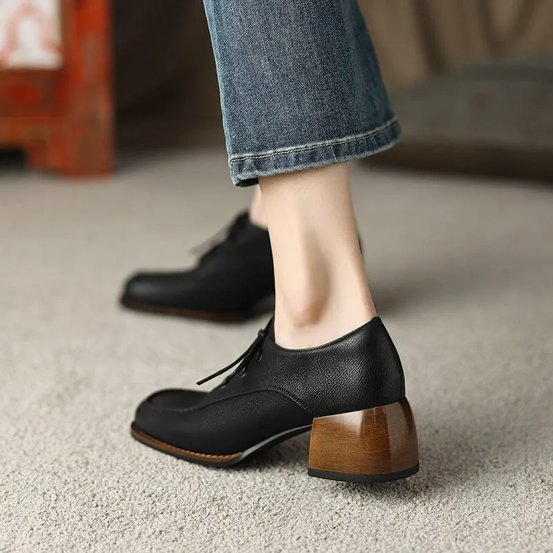 High Heel Oxfords & Tie Shoes For Women Block Heels Normal Fit in Green/Brown/Black