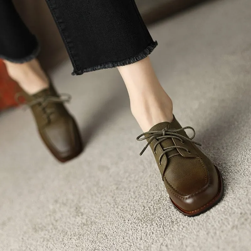 High Heel Oxfords & Tie Shoes For Women Block Heels Normal Fit in Green/Brown/Black