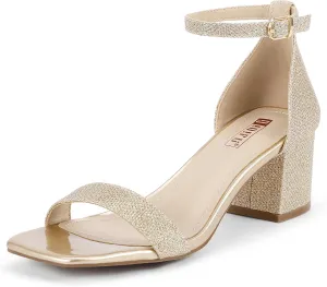 IDIFU IN2 Chunky Block Low Heels Square Open Toe Ankle Strap Short Heeled Sandals Wedding Bride Bridal Ladies Summer Prom Dress Shoes for Women Dressy Comfortable Formal Cute Trendy Small Thick Heels