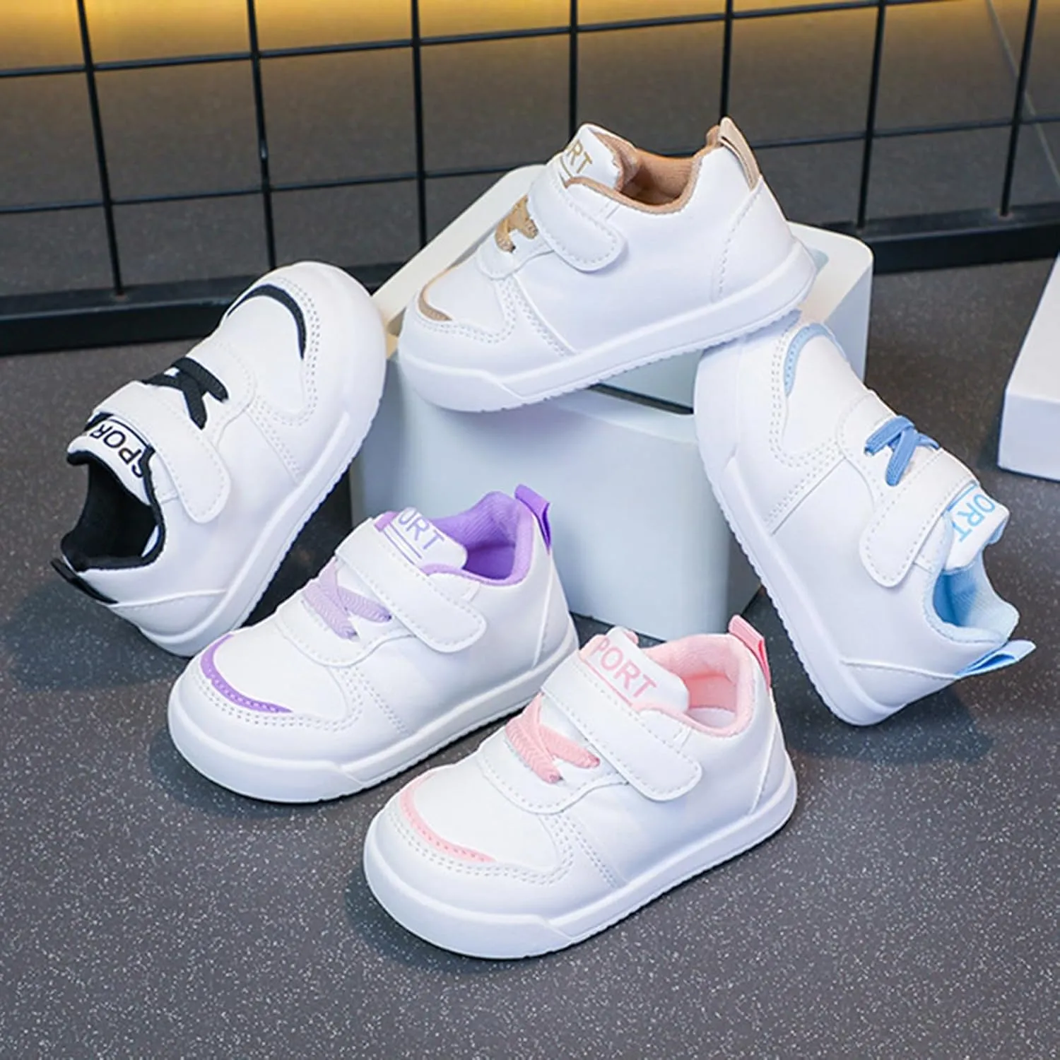 Infant Kids Sneakers School Running Loafers Lo Top Walking Tennis Casual Shoes Strap Athletic Sneakers for Children
