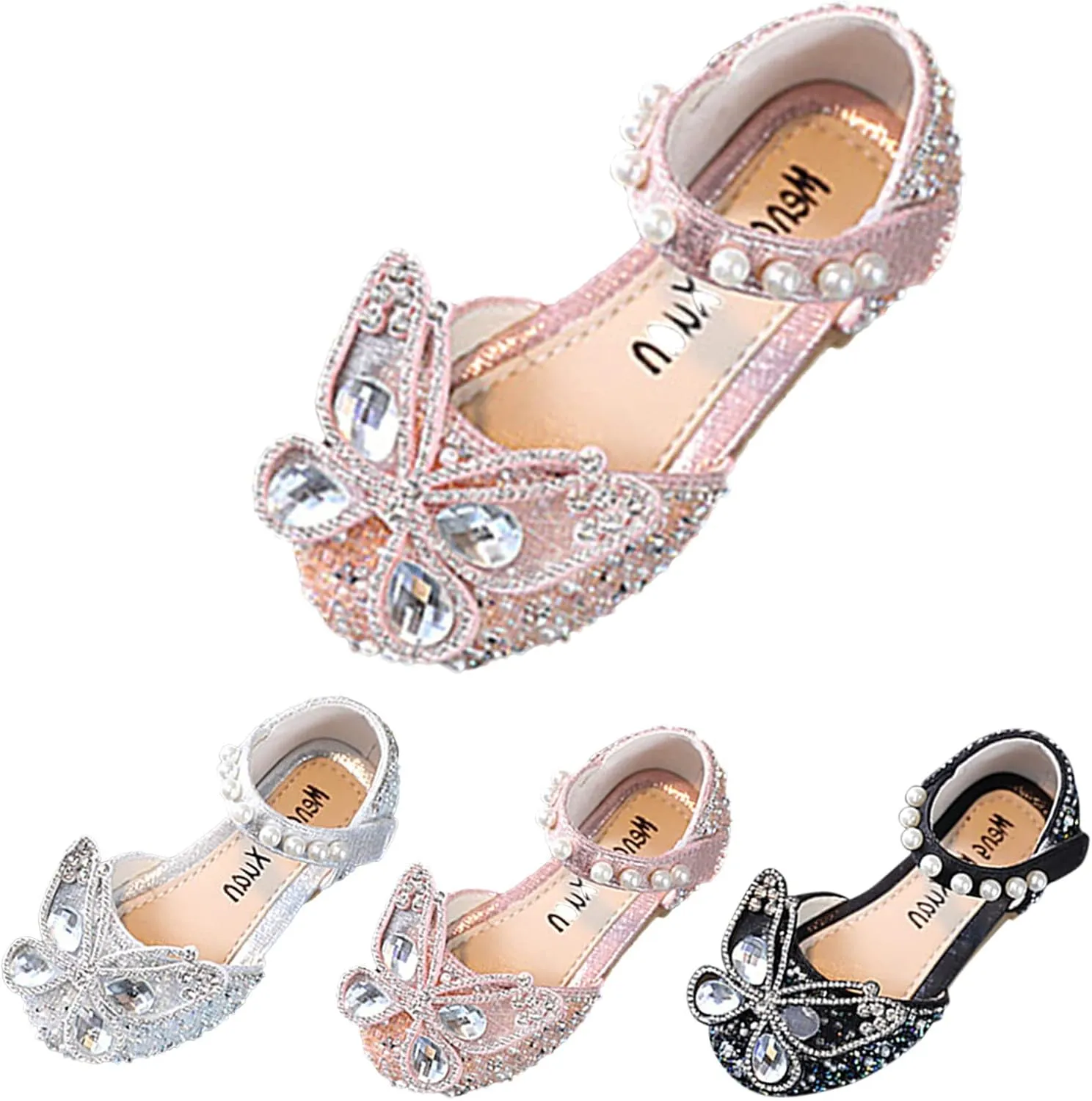 Infant Shoes Fashion Summer Girls Sandals Dress Performance Dance Shoes Rhinestone Cartoon Size 2 (Black, 3-3.5 Years)