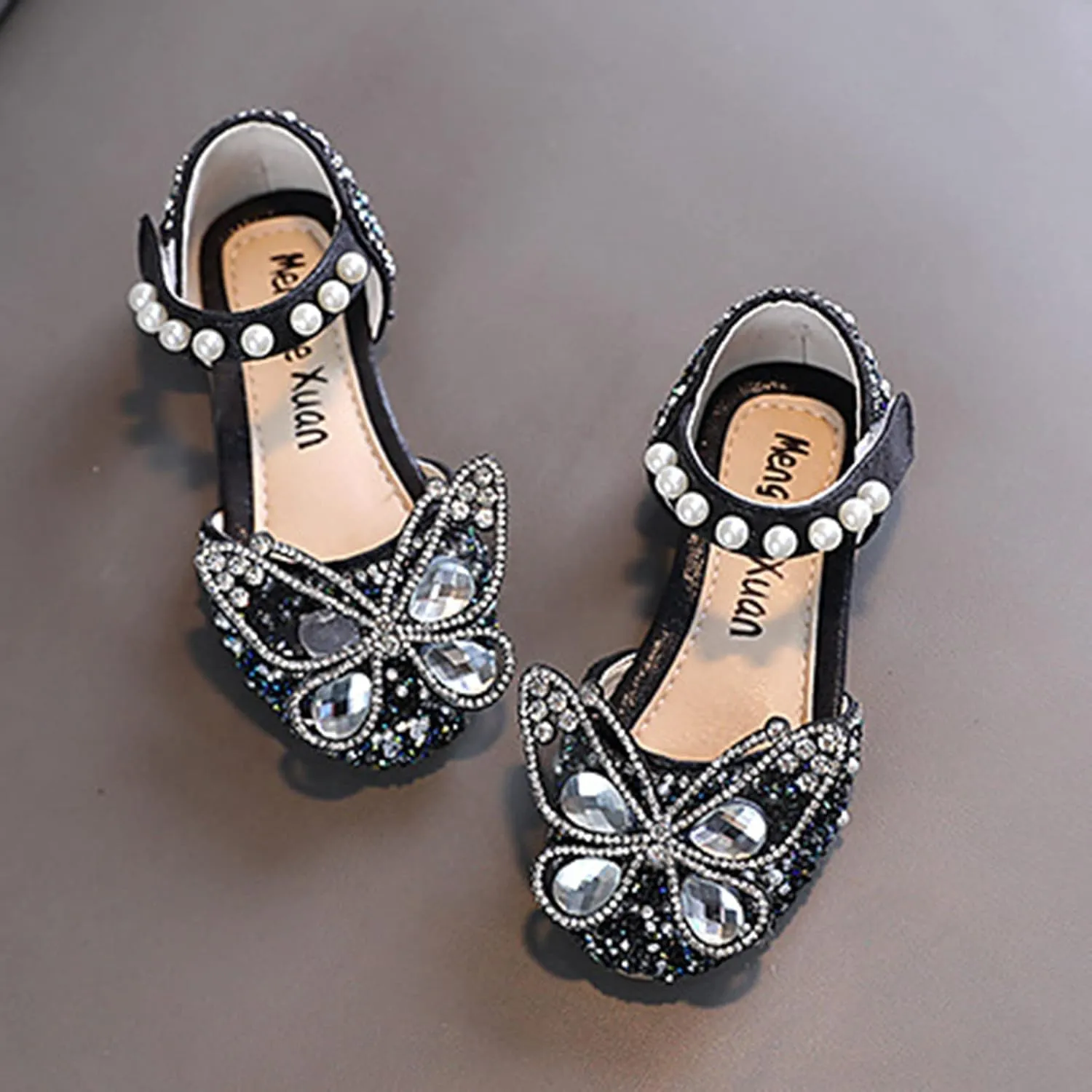 Infant Shoes Fashion Summer Girls Sandals Dress Performance Dance Shoes Rhinestone Cartoon Size 2 (Black, 3-3.5 Years)