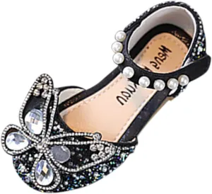 Infant Shoes Fashion Summer Girls Sandals Dress Performance Dance Shoes Rhinestone Cartoon Size 2 (Black, 3-3.5 Years)