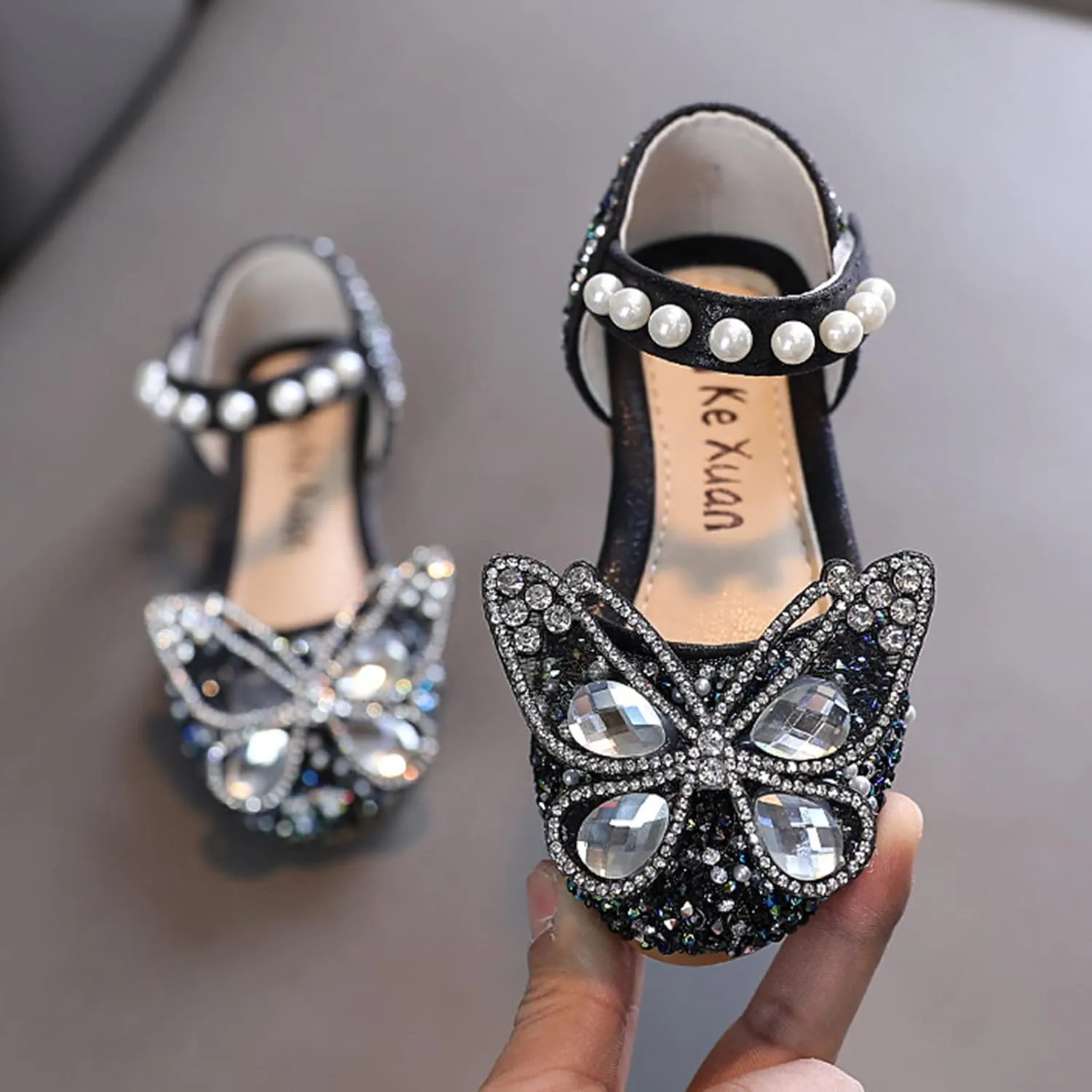 Infant Shoes Fashion Summer Girls Sandals Dress Performance Dance Shoes Rhinestone Cartoon Size 2 (Black, 3-3.5 Years)