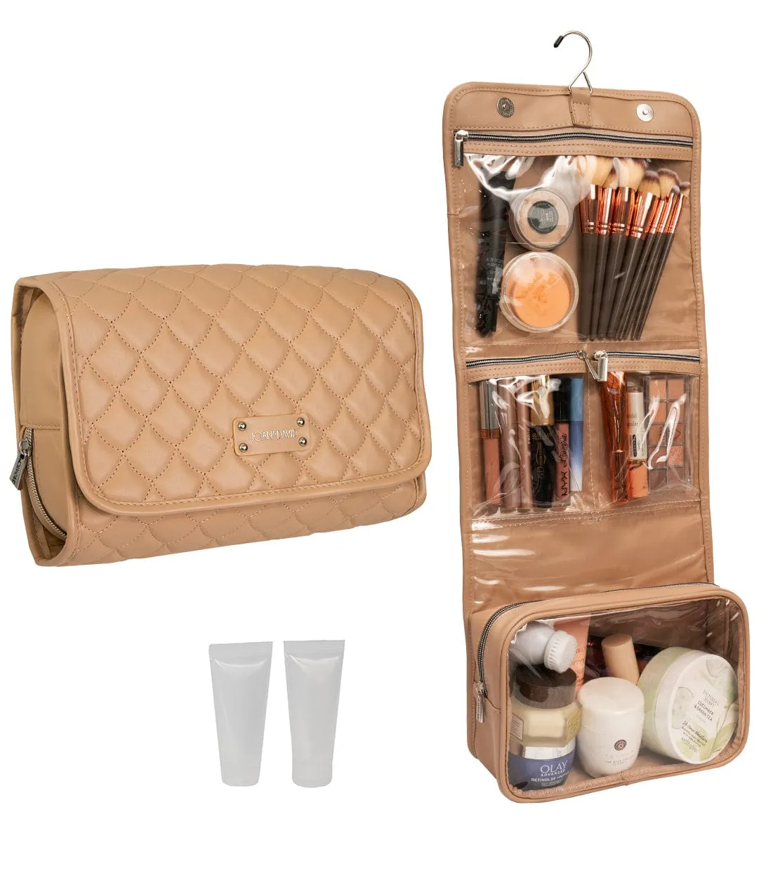 Joan & David Teardrop Quilted Roll Hanging Toiletry Organizer Bag