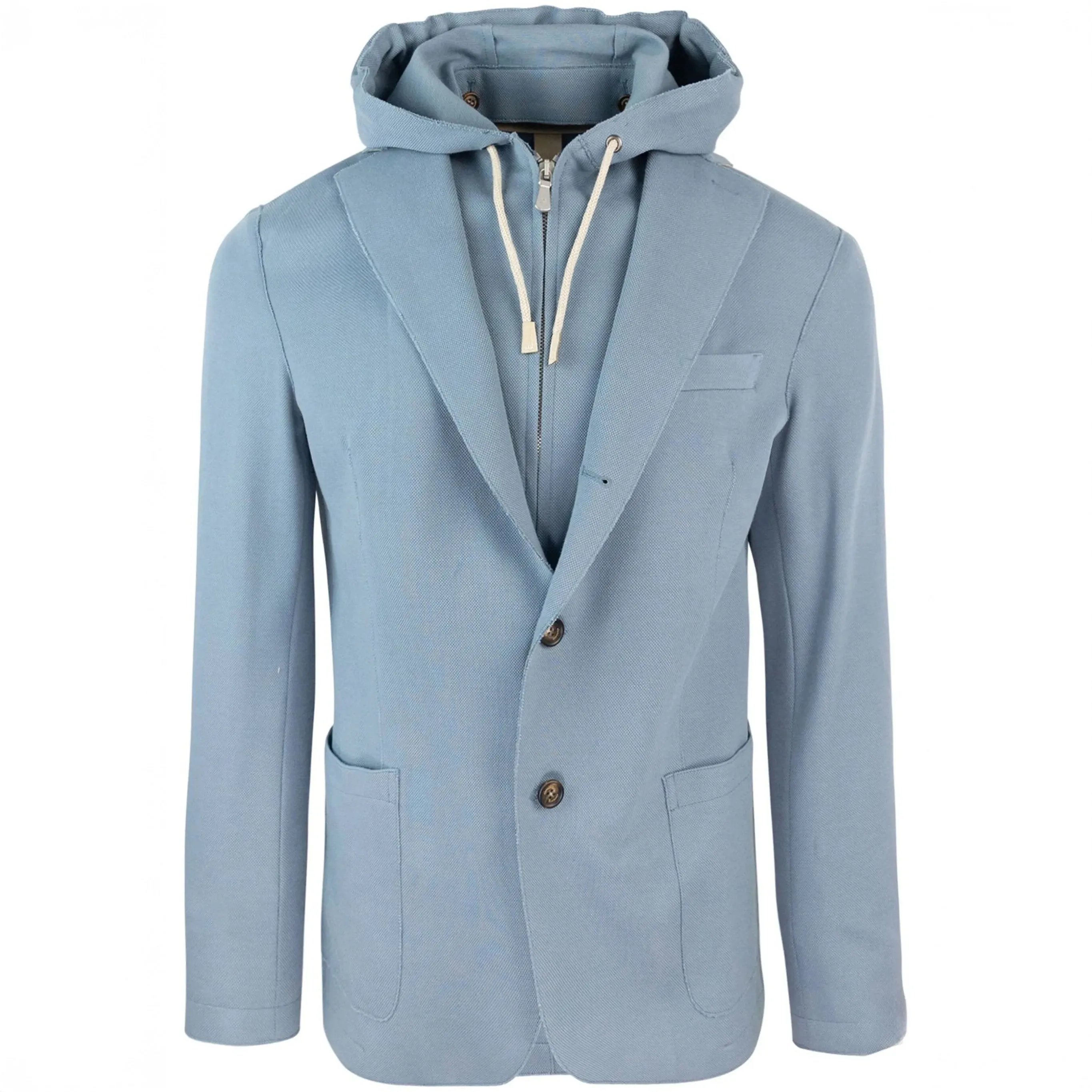 Laser Cut Denim Blue Cotton Hybrid Sport Jacket - ELEVENTY