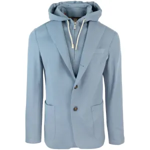 Laser Cut Denim Blue Cotton Hybrid Sport Jacket - ELEVENTY