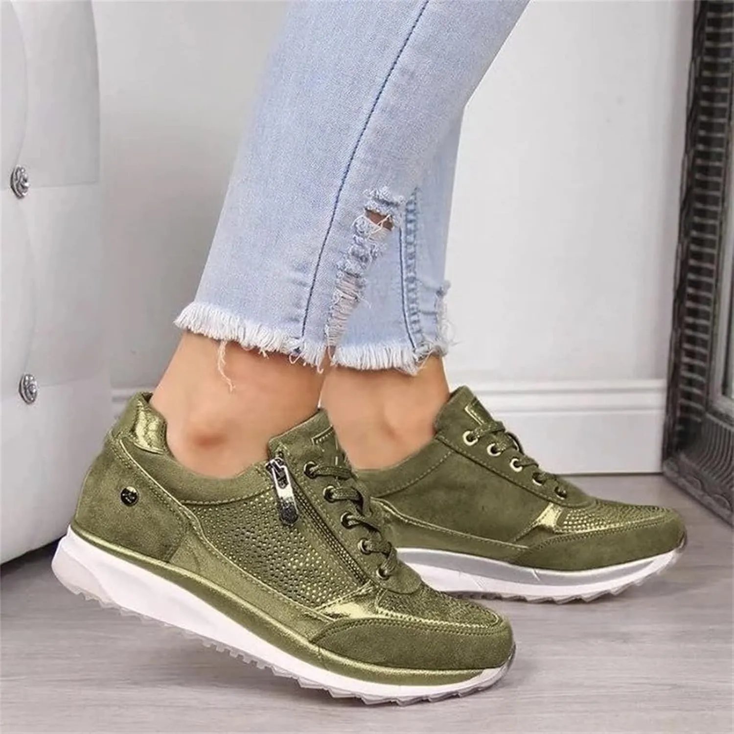 Lausiuoe Sneakers For Women Walking Shoes Comfortable Platform Loafers Fashion Casual Athletic Work Running Sneakers