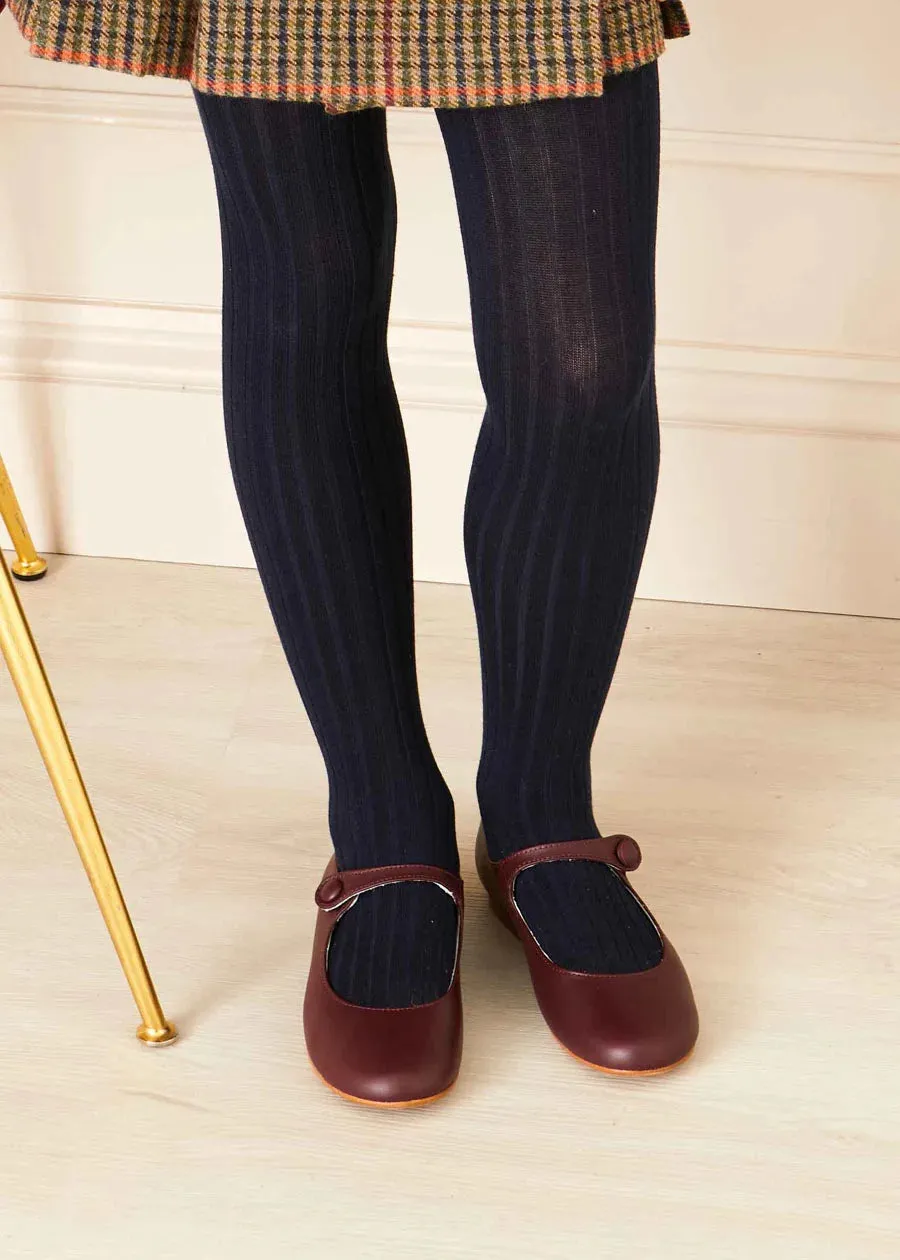 Leather Mary Jane Shoes in Burgundy (24-34EU)