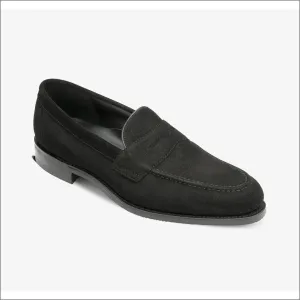 Loake Imperial Black Suede Penny Loafer@
