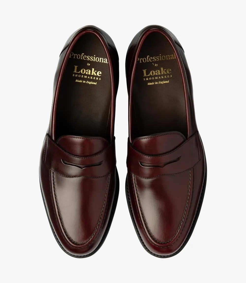 LOAKE IMPERIAL BURGUNDY LOAFER SLIP ON RUBBER SOLE F-MEDIUM