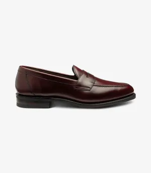 LOAKE IMPERIAL BURGUNDY LOAFER SLIP ON RUBBER SOLE F-MEDIUM