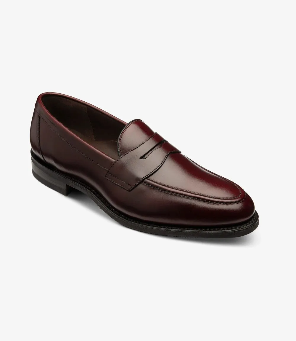 LOAKE IMPERIAL BURGUNDY LOAFER SLIP ON RUBBER SOLE F-MEDIUM