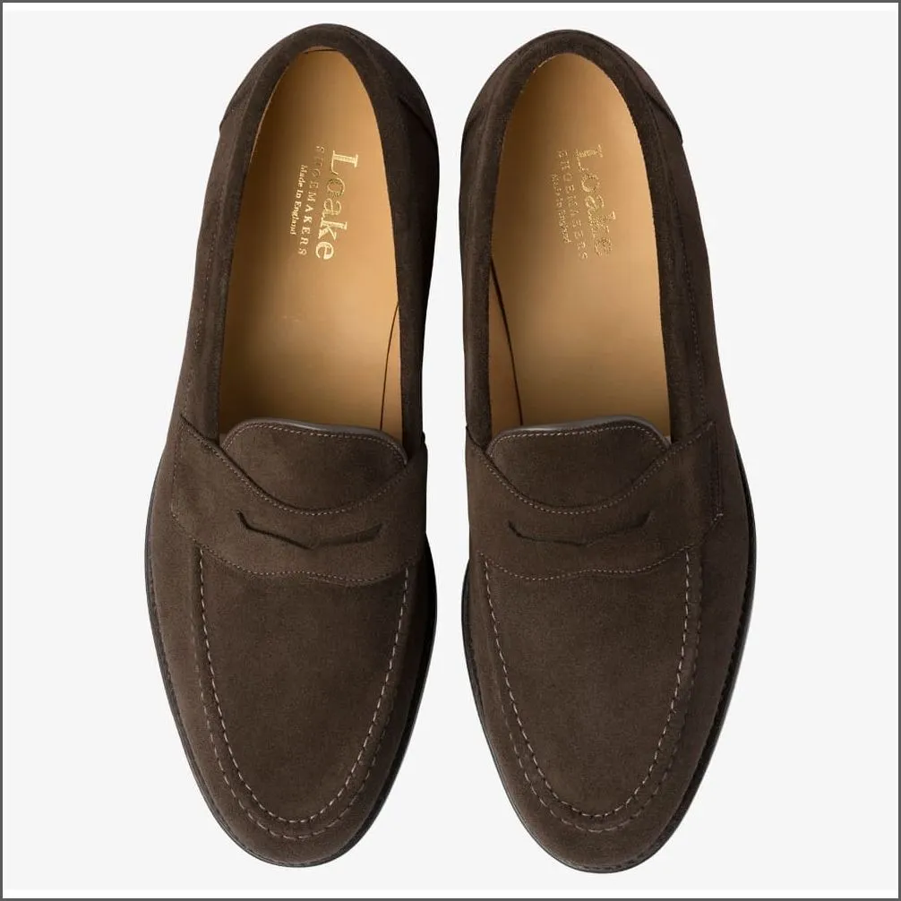Loake Imperial Dark Brown Suede Penny Loafer@