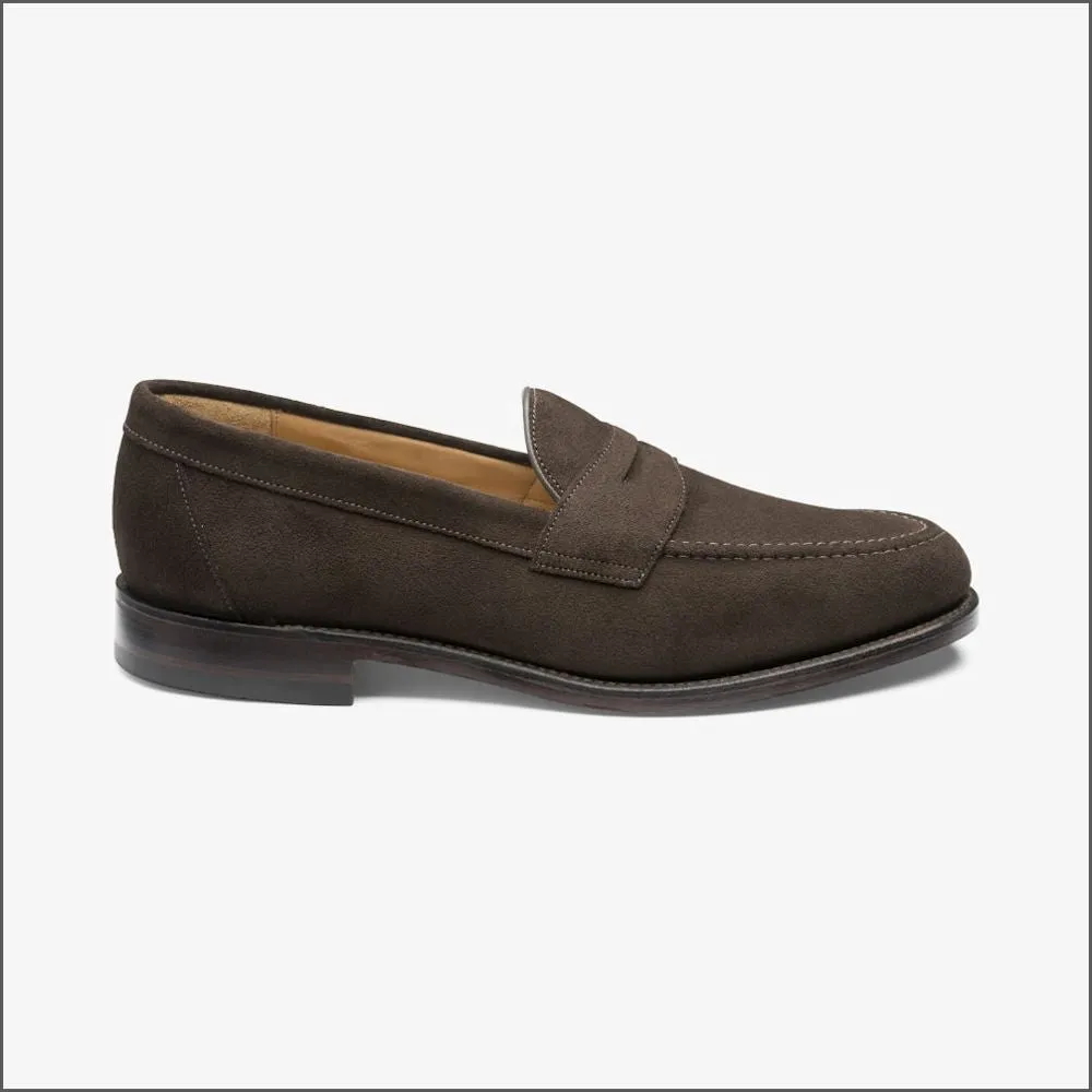 Loake Imperial Dark Brown Suede Penny Loafer@