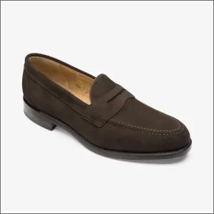 Loake Imperial Dark Brown Suede Penny Loafer@