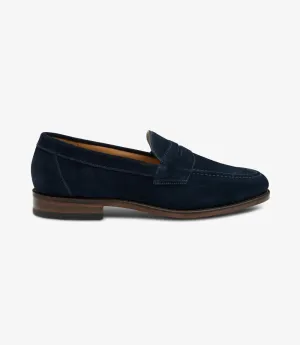 LOAKE IMPERIAL NAVY SUEDE LOAFER LEATHER SOLE F-MEDIUM