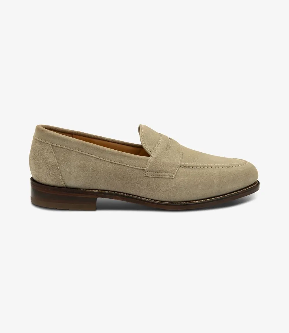 LOAKE IMPERIAL SAND SUEDE LOAFER LEATHER SOLE F-MEDIUM