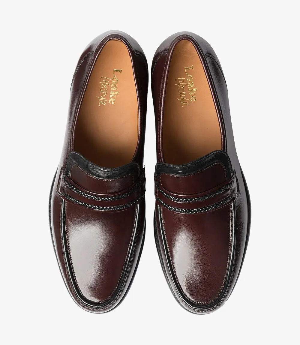 LOAKE ROME BURGUNDY LOAFER MOCCASIN LEATHER SOLE GX-EXTRA WIDE