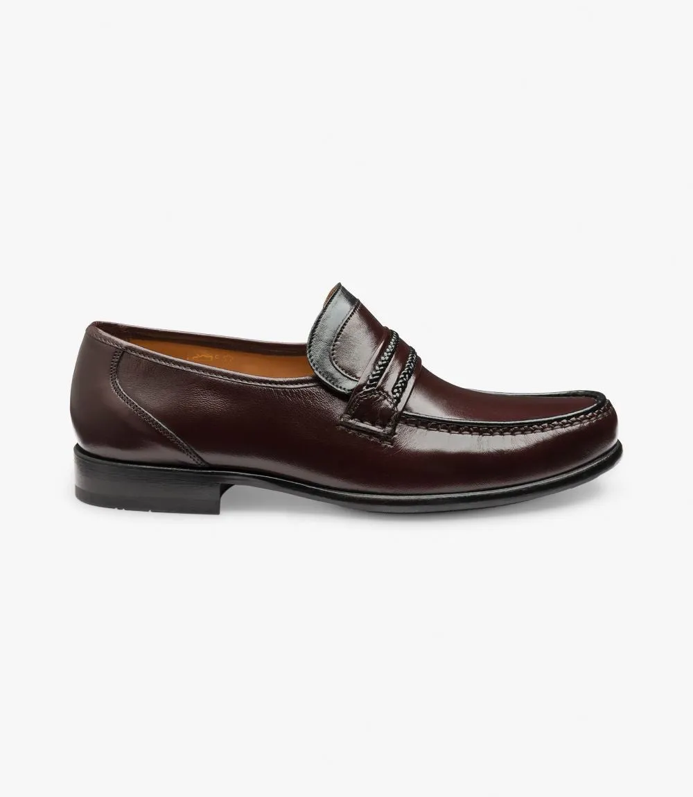 LOAKE ROME BURGUNDY LOAFER MOCCASIN LEATHER SOLE GX-EXTRA WIDE