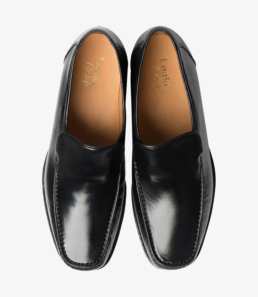 LOAKE SIENA BLACK LOAFER MOCCASIN LEATHER F-MEDIUM