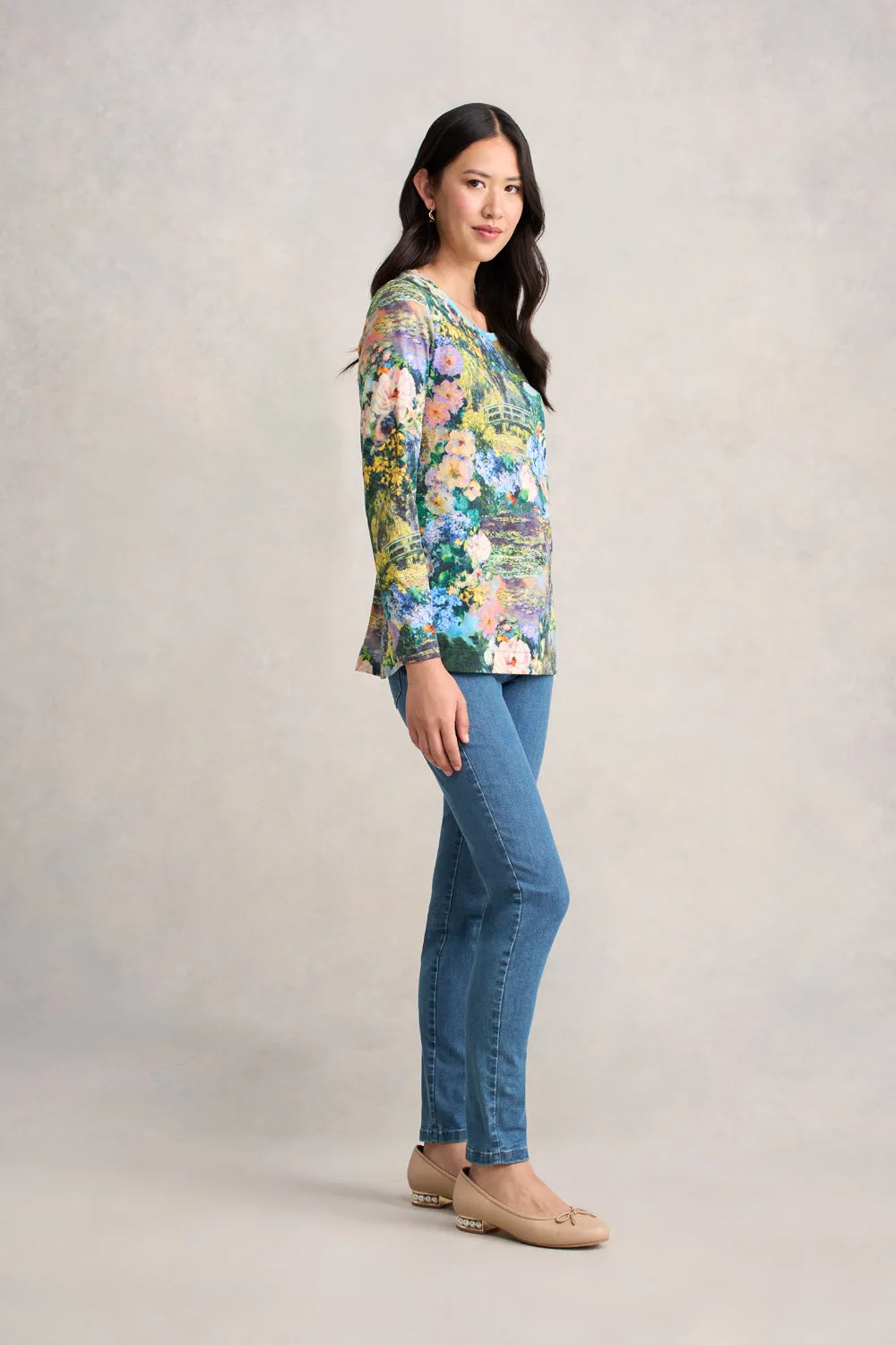 Long Sleeve Organic Cotton T-Shirt - Monet Garden