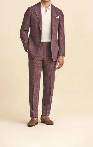 Loro Piana MOVE Merlot Stretch Wool, Silk & Linen Plain Tropical Weave