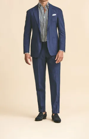 Loro Piana SUMMERTIME Blue Tropical Stretch Wool, Silk & Linen Plain Weave