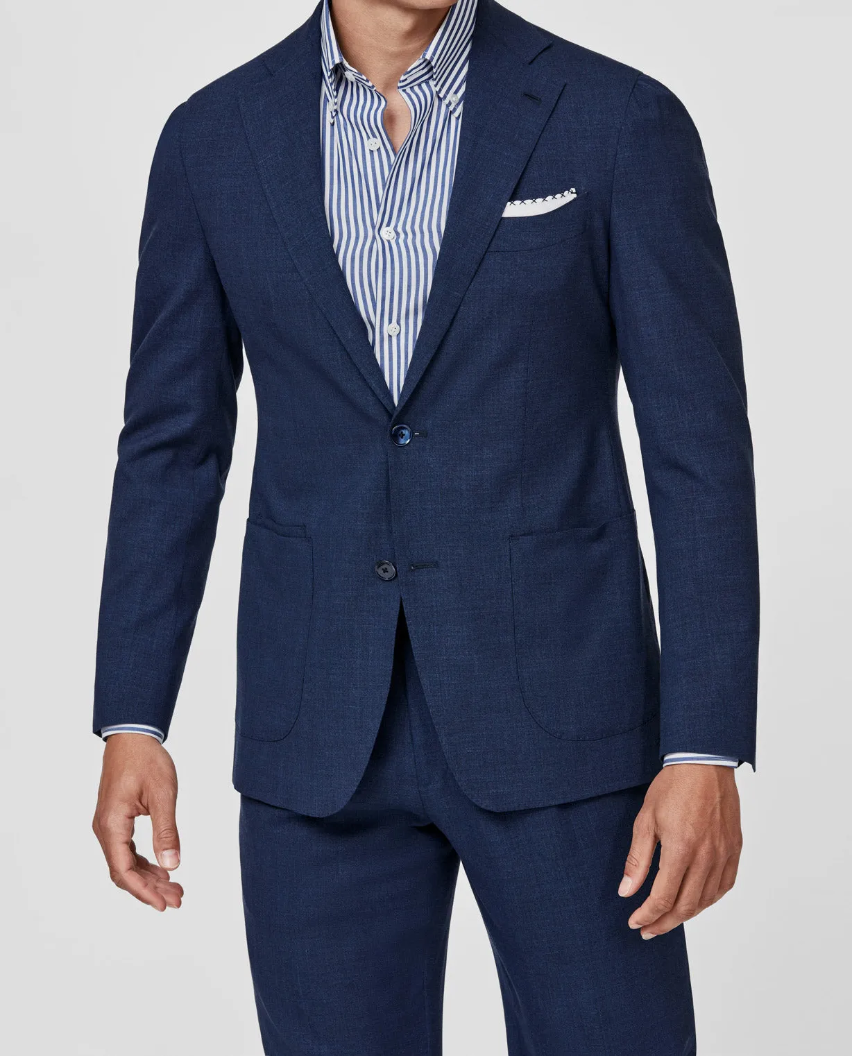 Loro Piana SUMMERTIME Blue Tropical Stretch Wool, Silk & Linen Plain Weave
