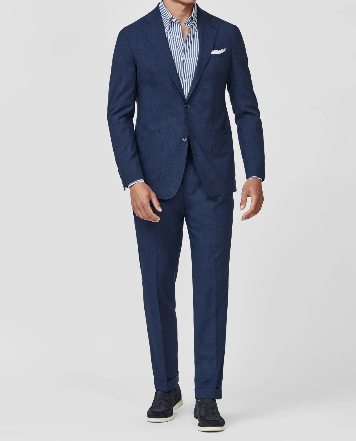 Loro Piana SUMMERTIME Blue Tropical Stretch Wool, Silk & Linen Plain Weave