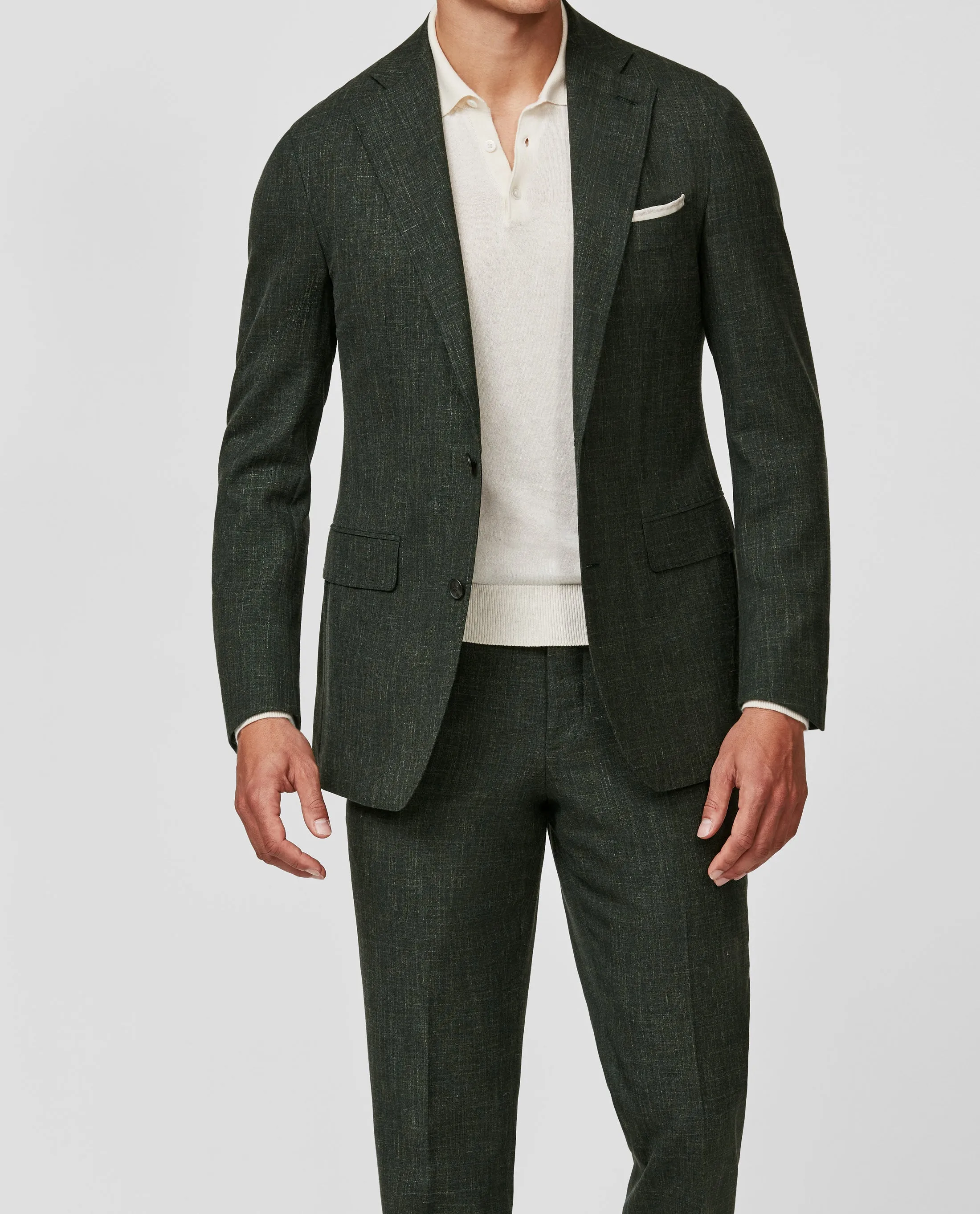Loro Piana SUMMERTIME Dark Green Tropical Lightweight Wool, Silk & Linen