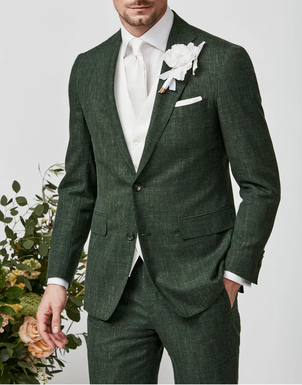 Loro Piana SUMMERTIME Dark Green Tropical Lightweight Wool, Silk & Linen
